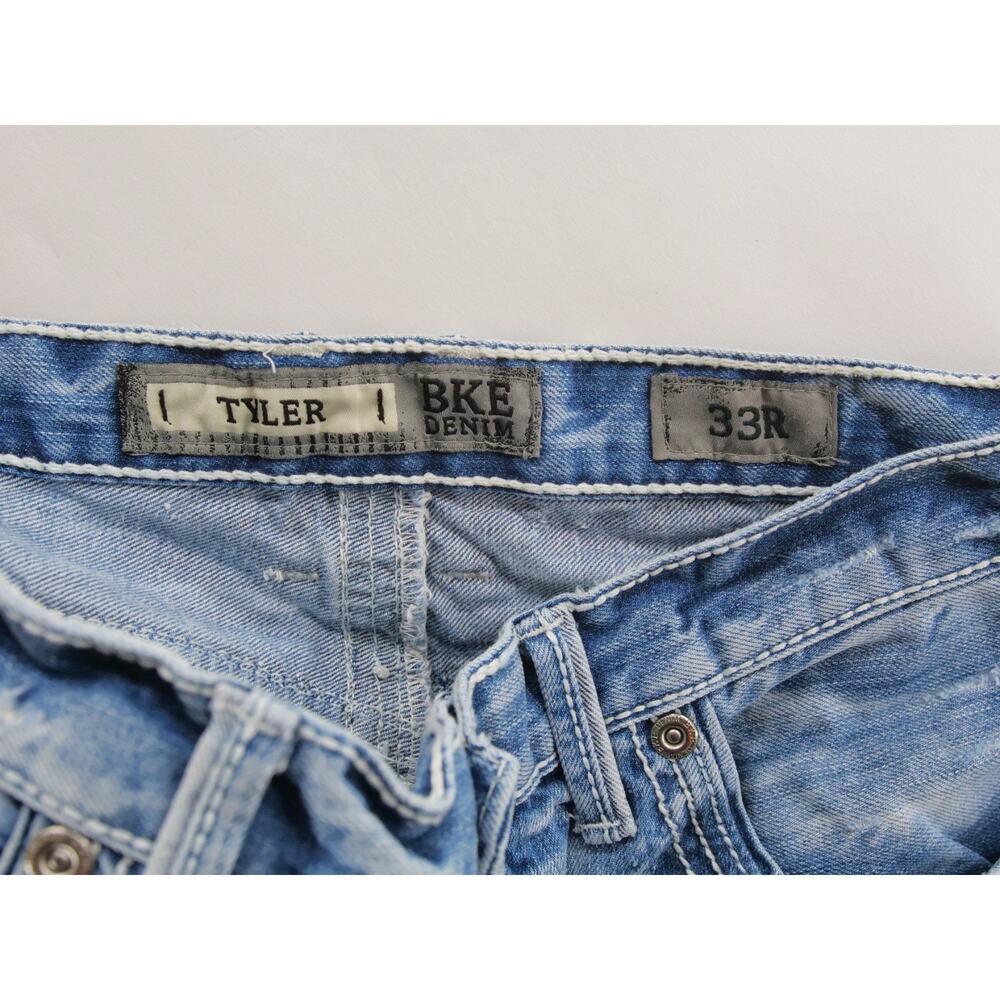 BKE Jeans Men 33Rx31 Light Blue Tyler Distressed Denim 100% Cotton - Picture 8 of 9